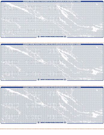Blank check stock with three checks per page, printed in your own number order and unlike a remotely created check