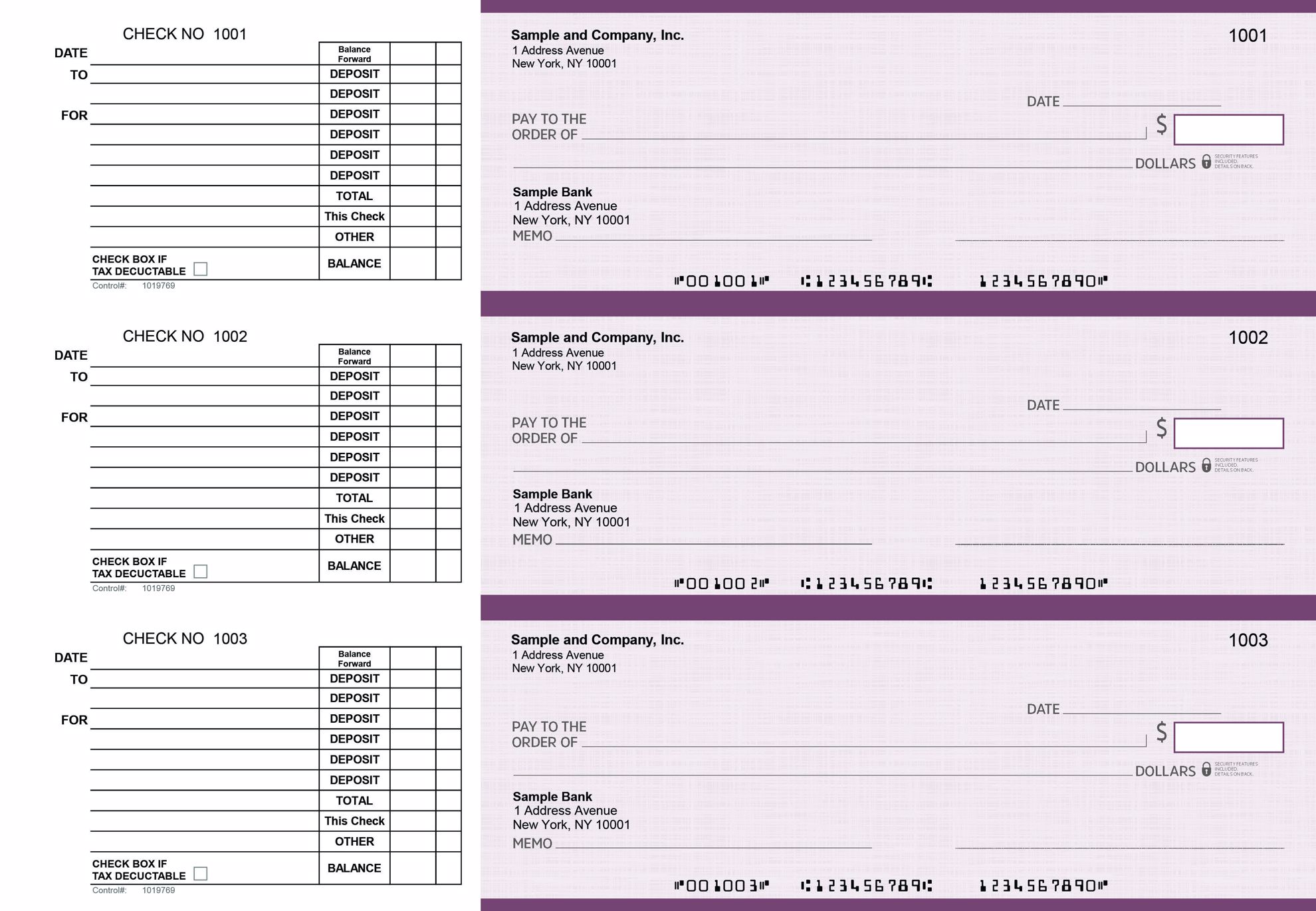 Personal Checks Single 1 Box Manual Business Checks | 3-Per-Page Binder ...