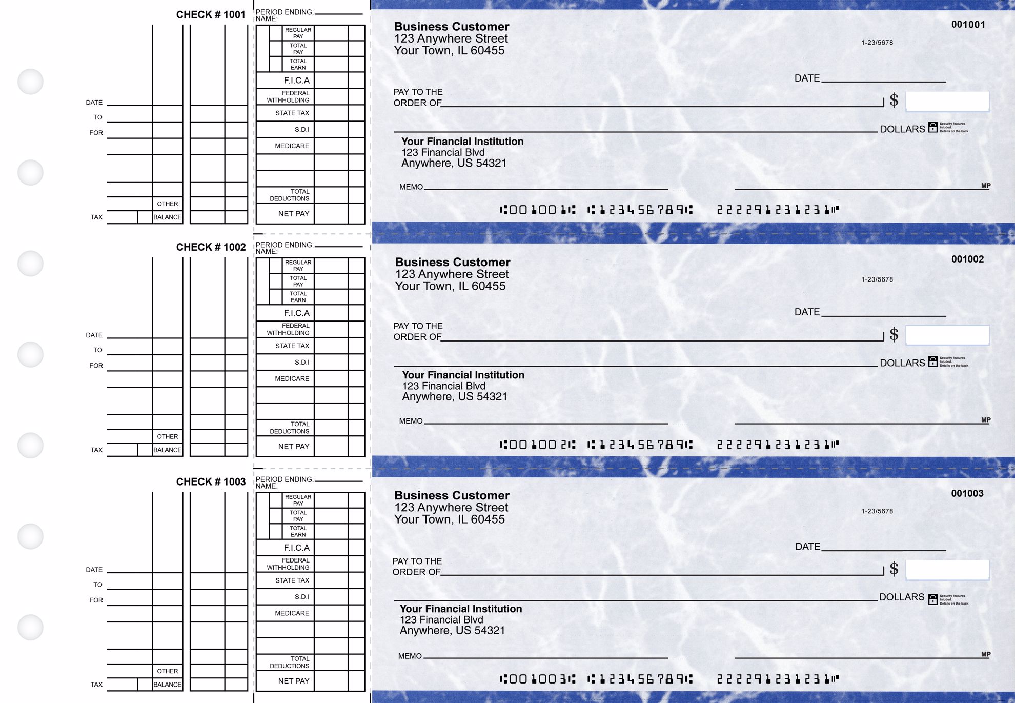 Custom Printed Checks ABC Manual Business Checks - 3 On A Page With ...