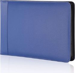 7 Ring Business Check Binder with Zipper - Blue