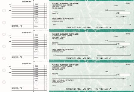 Accounts payable business checks with detailed stubs for paying invoices
